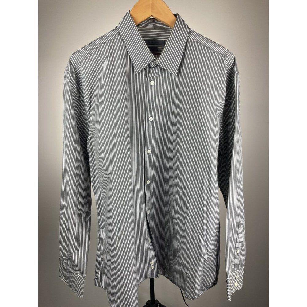 John Varvatos Gray & White Dress Shirt Slim Fit 16 1/2 32/33